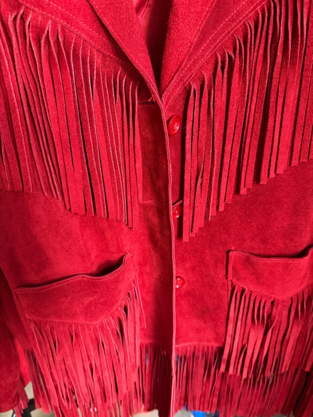 Neiman Marcus Red Suede Fringe Jacket - Picture 10 of 10